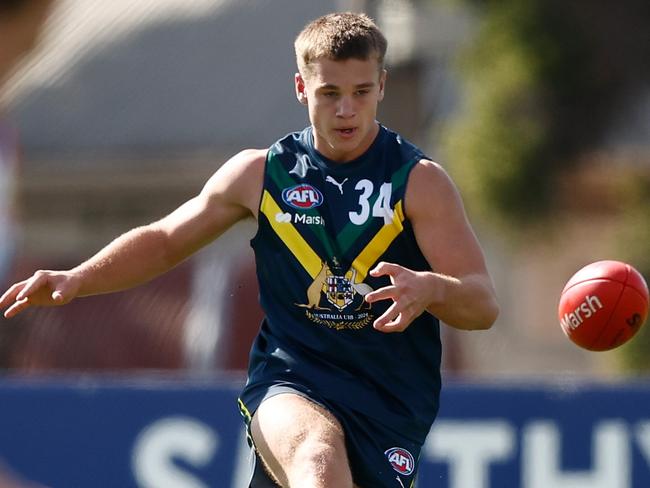 Sam Lalor kicked seven goals in a recent school footy game. Picture: Michael Willson/AFL Photos via Getty Images