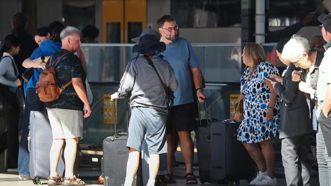 Commuters and tourists stranded at Central Station. Picture: Gaye Gerard