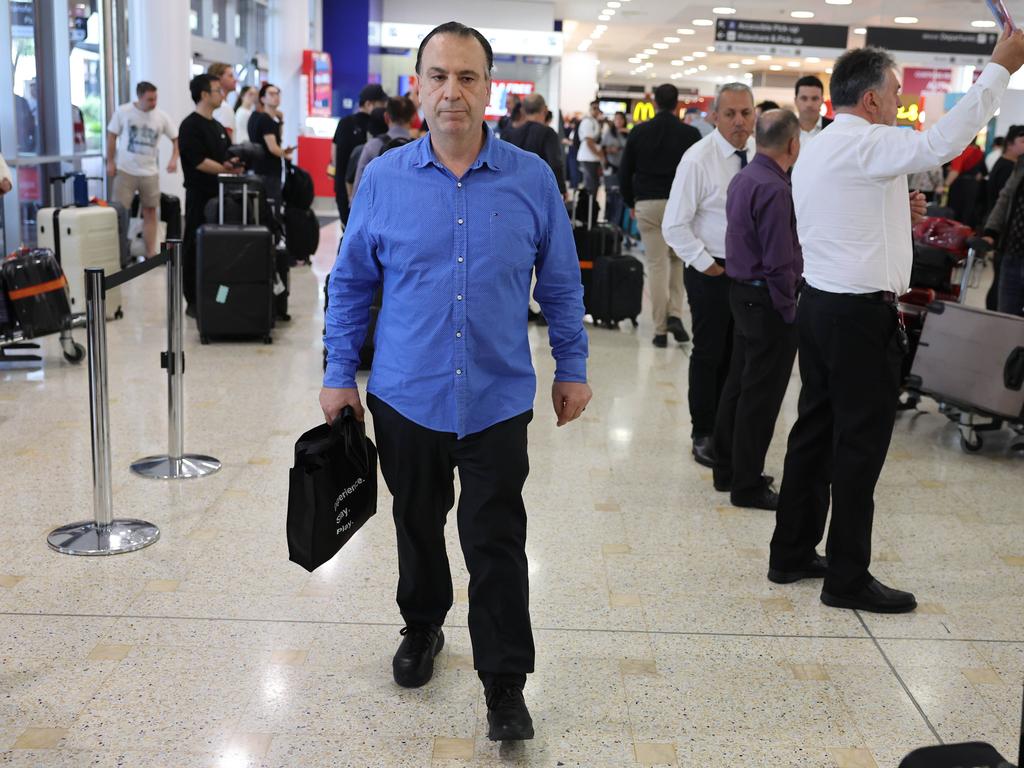 Peter V’landys pictured arriving back in Sydney Airport. Picture: Rohan Kelly/The Daily Telegraph