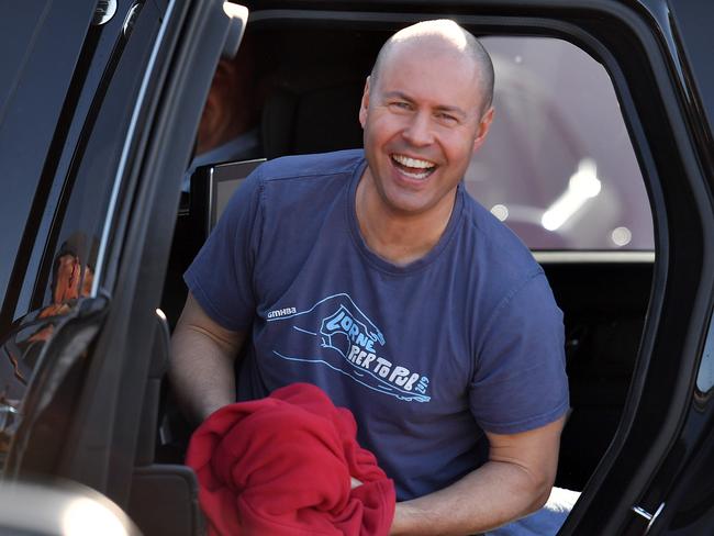 CANBERRA, AUSTRALIA - MAY 09: Treasurer Josh Frydenberg arrives before a mothers' day fun run on May 09, 2021 in Canberra, Australia. Treasurer Frydenberg outlined to a national television program this morning that the Federal Government will spend more that AUD $10 Billion over the forward estimates on aged care in the 2021 Budget to be delivered on Tuesday night.  (Photo by Sam Mooy/Getty Images)