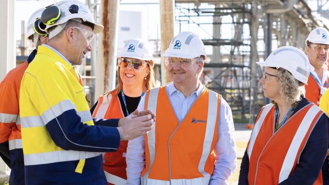 Labor Energy Minister Chris Bowen at the Orica gas plant on Kooragang Island in the Hunter Valley this week.