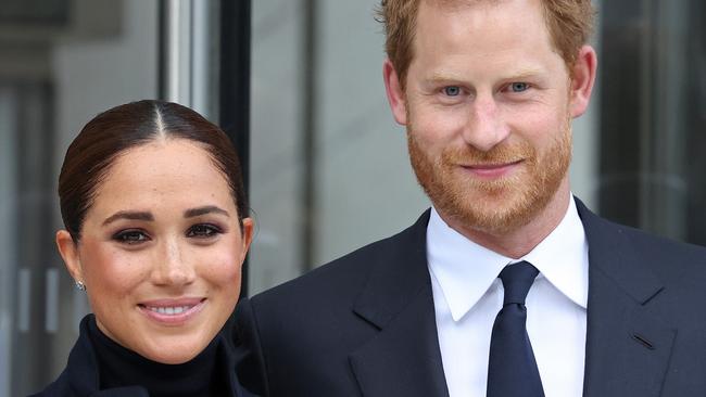 NEW YORK, NEW YORK - SEPTEMBER 23: Meghan, Duchess of Sussex, and Prince Harry, Duke of Sussex, visit One World Observatory on September 23, 2021 in New York City. (Photo by Taylor Hill/WireImage)