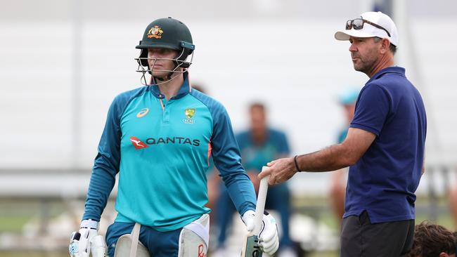 Steve Smith and Ponting, who says there’s more to the spirit of cricket than in and out dismissals. Picture: Ryan Pierse/Getty Images