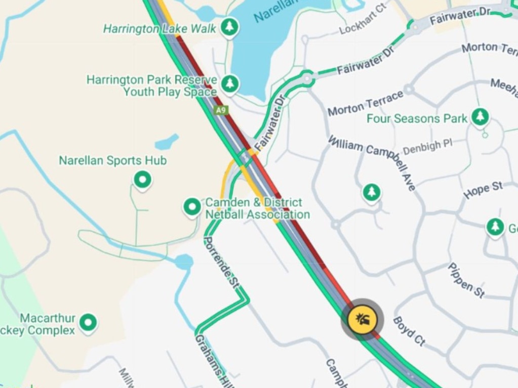 The Northern Rd is closed southbound at Fairwater Dr due to the incident. Picture: Live Traffic NSW