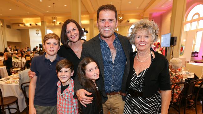 Happier times: Karl Stefanovic at a David Jones Mothers Day brunch with now ex wife Cass and mother Jenny, also with kids Jackson (14), Ava (9) and River (7). Picture: Attila Szilvasi.