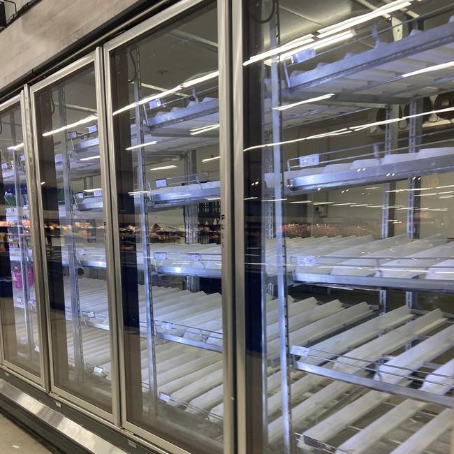 Empty Woolworths shelves at Mount Isa Woolworths on Monday March 13. Picture: Kayla-May Nielsen