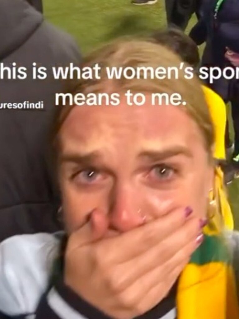 The social media post shows one fan's reaction to the Matildas icon. Picture: TikTok