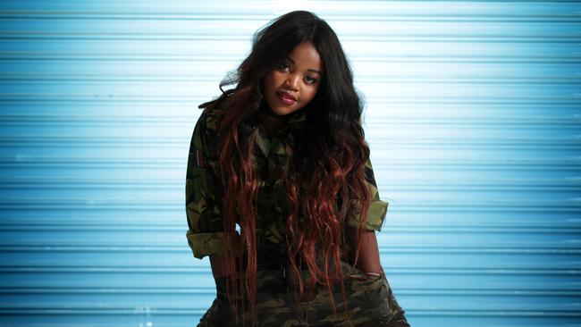 Rising hip hop star Tkay Maidza pictured at Surry Hills in Sydney ahead of her debut album being released. Picture: John Fotiadis