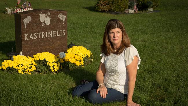 Kathy Kastrinelis yesterday at the Groveland, Massachusetts, gravesite of her daughter, Jackie.