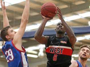 NEW MAN: Demetrius Perkins takes it the hoops for the West Adelaide Bearcats. Perkins arrived in Toowoomba earlier this week ahead of his QBL debut this weekend. Picture: Calum Robertson