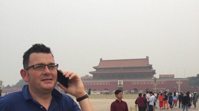 Daniel Andrews Premier of Victoria visiting China with Beijing's Forbidden City in the background. Picture Supplied