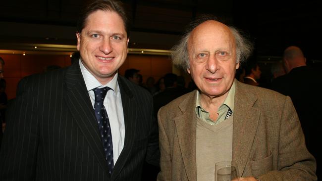 Tim Harcourt (L), Austrade Chief Economist and his father Professor Geoff Harcourt, UNSW Visiting Fellow (Cambridge), at the University of NSW. Picture: Supplied.