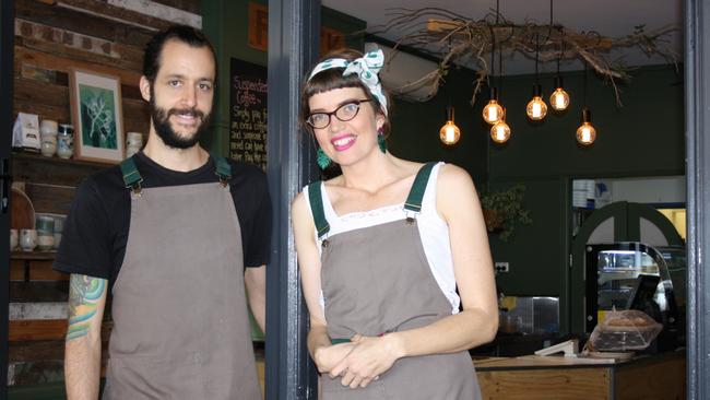 Flock Eatery owners Geoff and Lexie Abel at the Redcliffe cafe. Photo: Kylie Knight