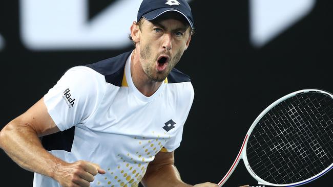 Millman is pumped up after strong start against his Spanish opponent. Picture: Getty Images