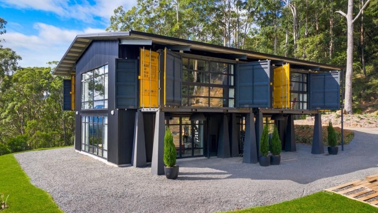 The unique property is built from shipping containers.