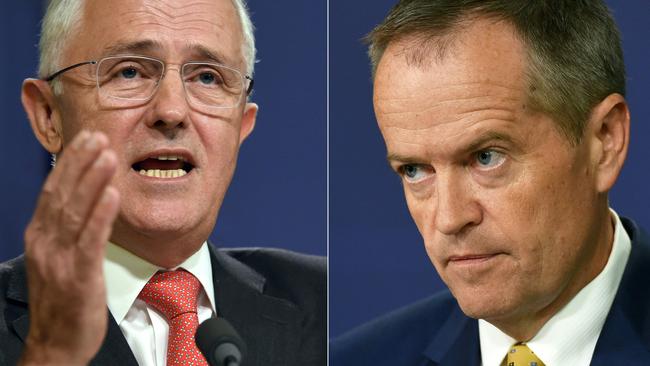 Prime Minister Malcolm Turnbull, and Opposition Leader Bill Shorten. Pic: AFP