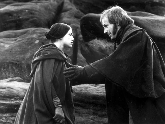 William Hurt as Rochester, and Charlotte Gainsbourg as Jane in the movie "Jane Eyre".