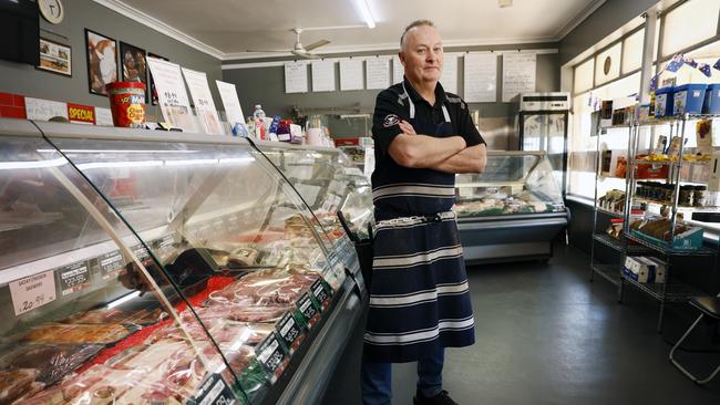 Broken Hill butcher Darryl Whitelaw had to throw out hundreds of dollars worth of meat due to electricity blackouts. Picture: Richard Dobson