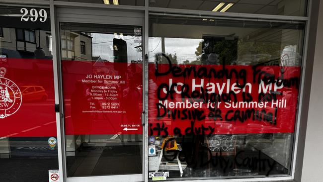 The Marrickville office of the Member for Summer Hill, Jo Haylen has been vandalized. Picture: Supplied.