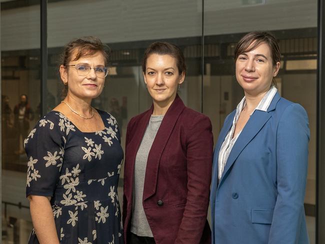 From left, the University of Sydney’s Marcela Bilek, Anna Waterhouse, and Shelley Wickham.