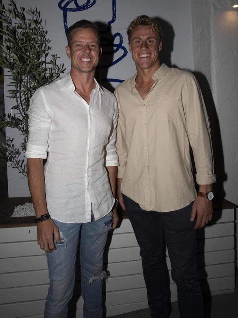 V8 driver james Courtney and Ironman Matt Bevilacqua attend the opening of new Burleigh restaurant Maman on 1st October 2020. Picture: Jackson O'Brien.