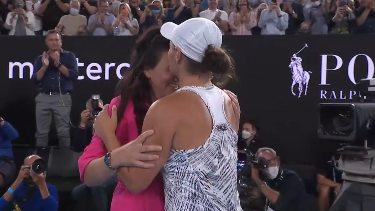 Australian Open womens final Ash Barty vs Danielle Collins live result, Casey Dellacqua hug news.au — Australias leading news site