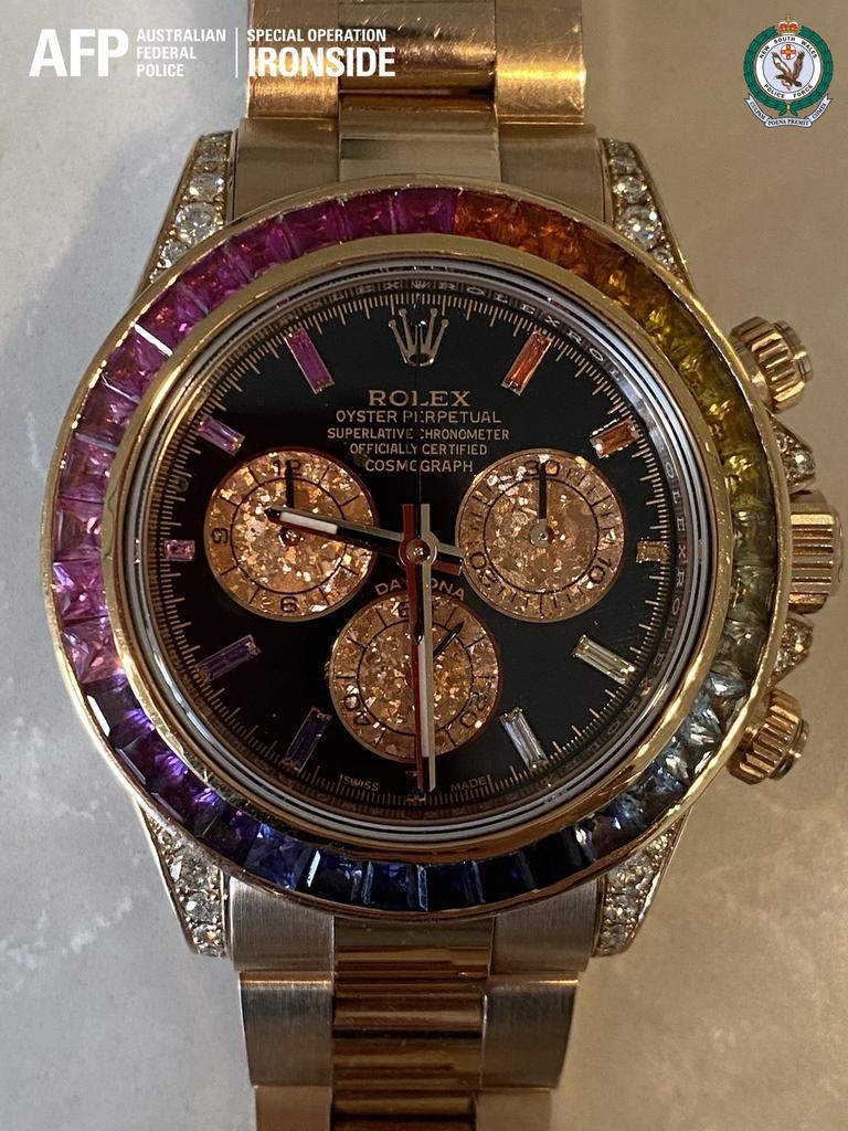 Pictured is a $450,000 Rolex seized during Operation Ironside in NSW. Picture: AFP