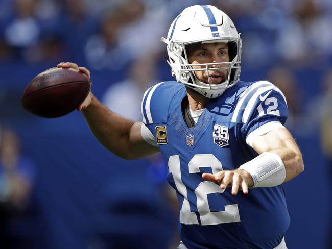 Indianapolis Colts receivers are struggling to catch what quarterback Andrew Luck is throwing. Picture: AP Photo