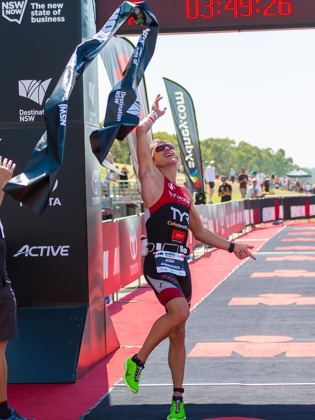 Mens winner Josh Amberger at the IRONMAN Western Sydney 70.3. (JGRimages)