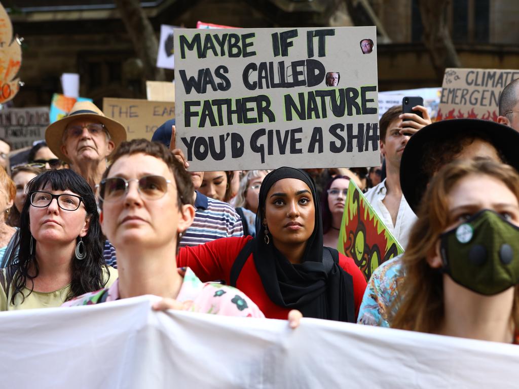 Climate protesters pictured in Sydney