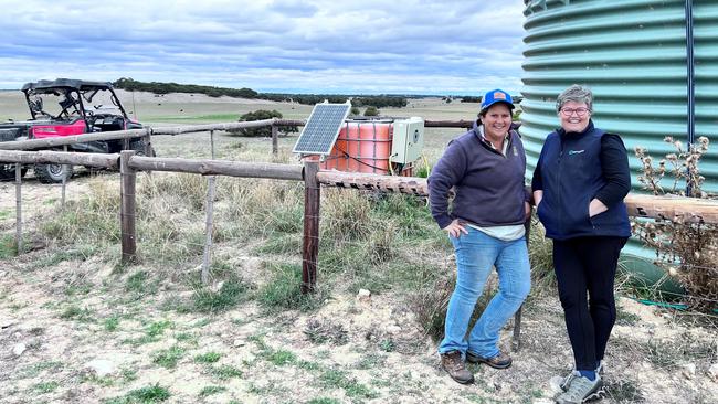 DIT AgTech researcher Vivienne McCollum (right) and South Australian farmer Penny Beckey.