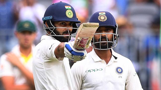 Indian batsmen Virat Kohli and Ajinkya Rahane. Picture: AAP