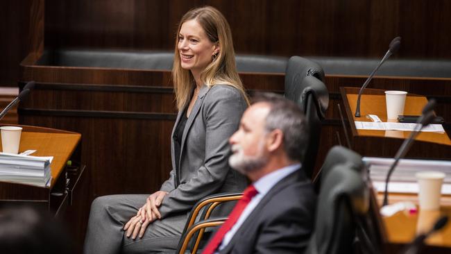 Labor leader Rebecca White in Parliament this morning. Picture: RICHARD JUPE