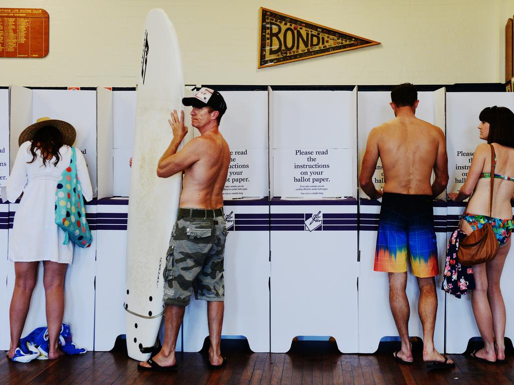 Voting, Aussie style. New research shows climate change is a concern for many voters – but the number one issue for far fewer. Picture: Braden Fastier.