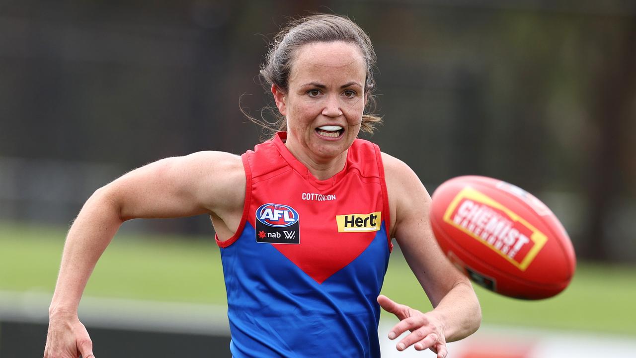 Daisy Pearce in action during the Demons’ pre-season intra-club match. Picture: Michael Klein