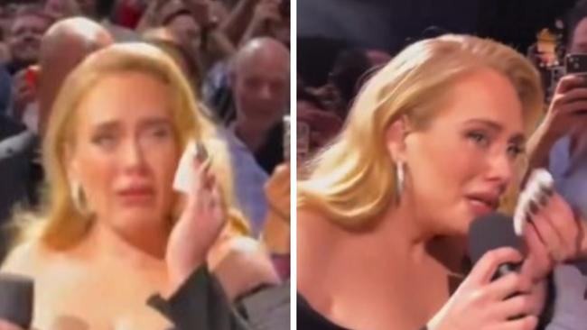 Adele breaks down in concert.