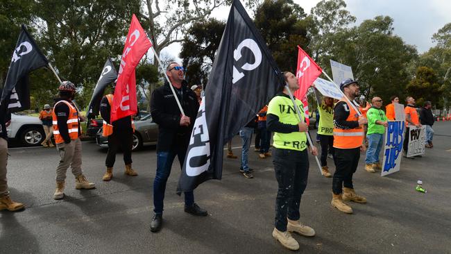 Protesters at the East Terrace construction site in October 2019. AAP Images/Sam Wundke