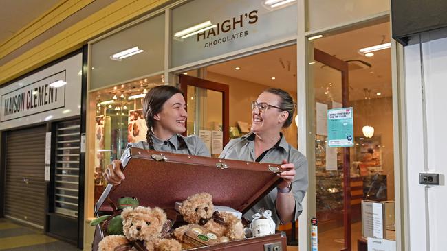 Haigh's Chocolate’s Tara Smale and Sandra Markou get ready to move out of the Central Market Arcade site. Picture: Tom Huntley