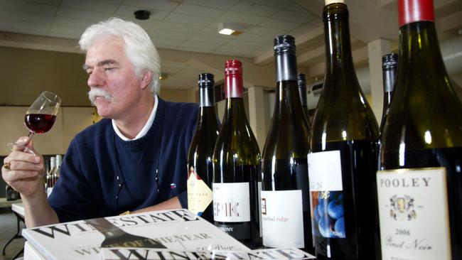 A historic photo of Winestate editor Peter Simic judging Tasmanian wine back in 2009.