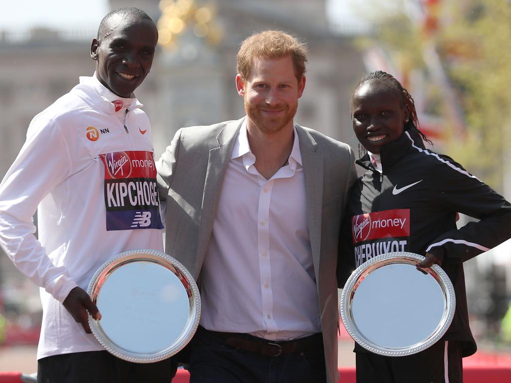 If Prince Harry, above at last year’s London Marathon, doesn’t turn up to present medals on Saturday, then Baby Sussex is on the way. Picture: Daniel Leal-Olivas.