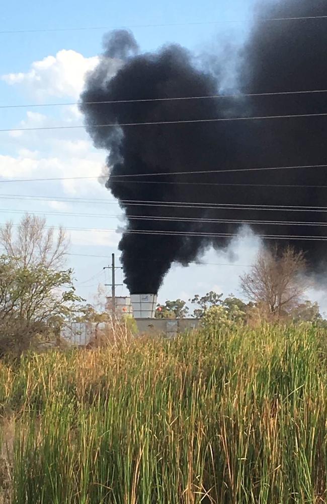 Smoke billows from the mine at North Goonyella from a fire that started in September last year.