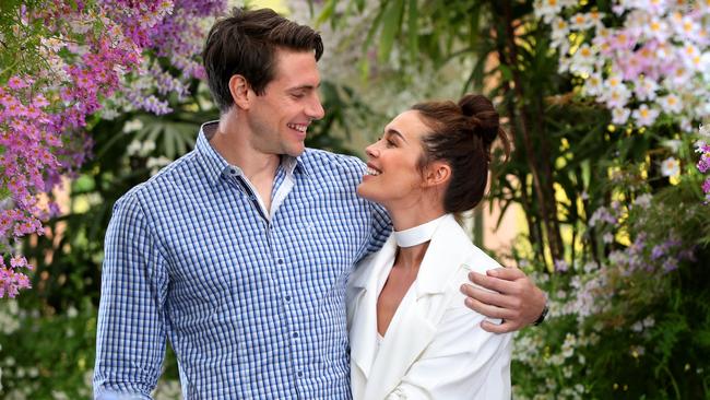 Megan Gale and partner Shaun Hampson. Picture Rebecca Michael.