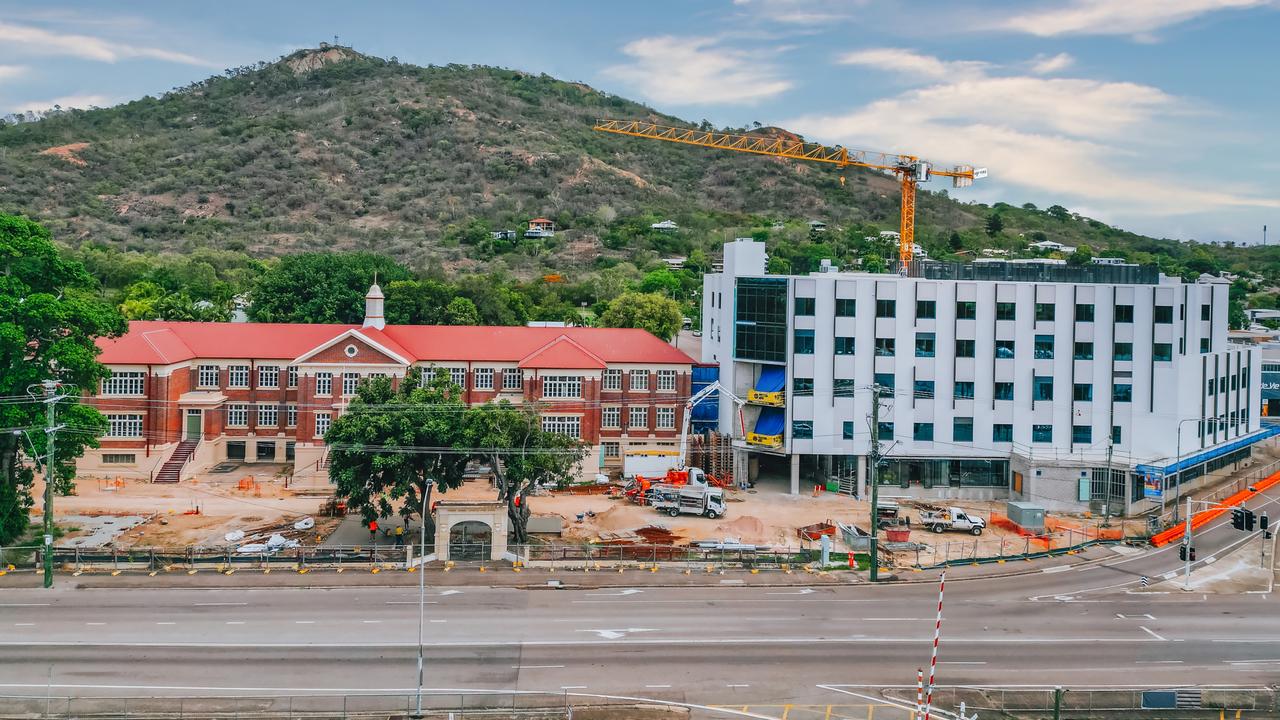 Aerial view of construction progress on the $60.5m Weststate Private Hospital. Picture: Geon Property.