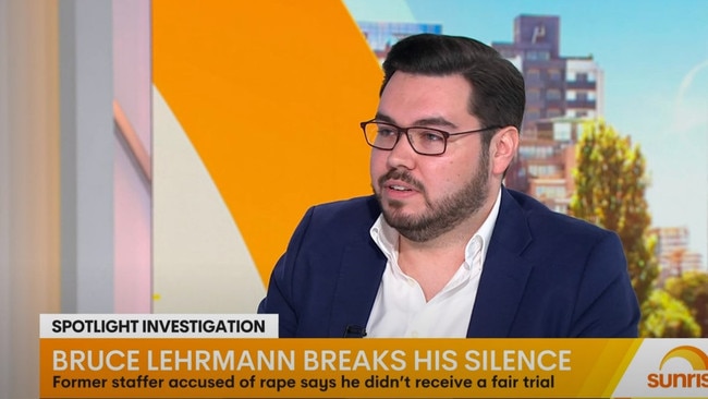 Bruce Lehrmann defend himself on Sunrise on Monday.