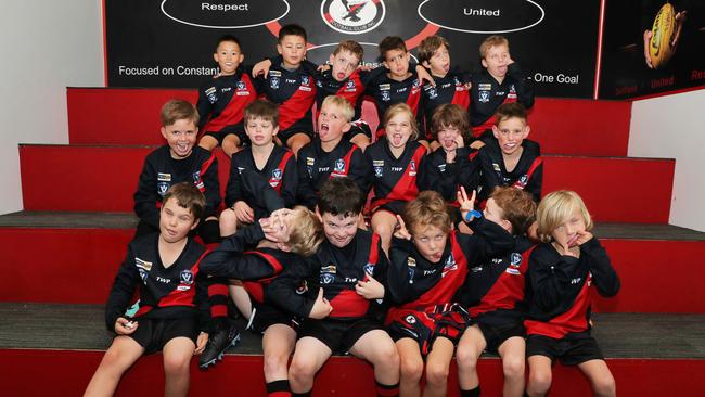 Newtown Chilwell Kelly under-9 football team pull their funniest faces. Picture: Alan Barber