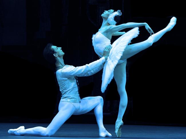 Smirnova and Semyon Chudin in the Bolshoi Ballet’s production of Swan Lake in 2019. Picture: Getty Images