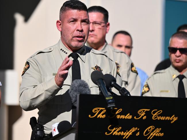 Santa Fe County Sheriff Adan Mendoza speaks during a press conference at the Santa Fe County Sheriff's Office to provide an update on the investigation into the deaths of actor Gene Hackman and his wife Betsy Arakawa. Picture: Getty Images)