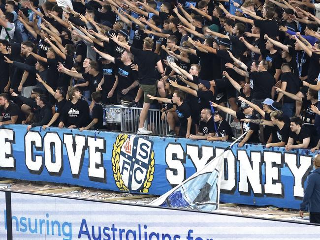 The Cove Sydney FC fans during the A-League Derby match between Sydney FC and Western Sydney Wanderers at Allianz Stadium on 12 November, 2022, Sydney, Australia. Photo by Phil Hillyard(Image Supplied for Editorial Use only - **NO ON SALES** - Â©Phil Hillyard )