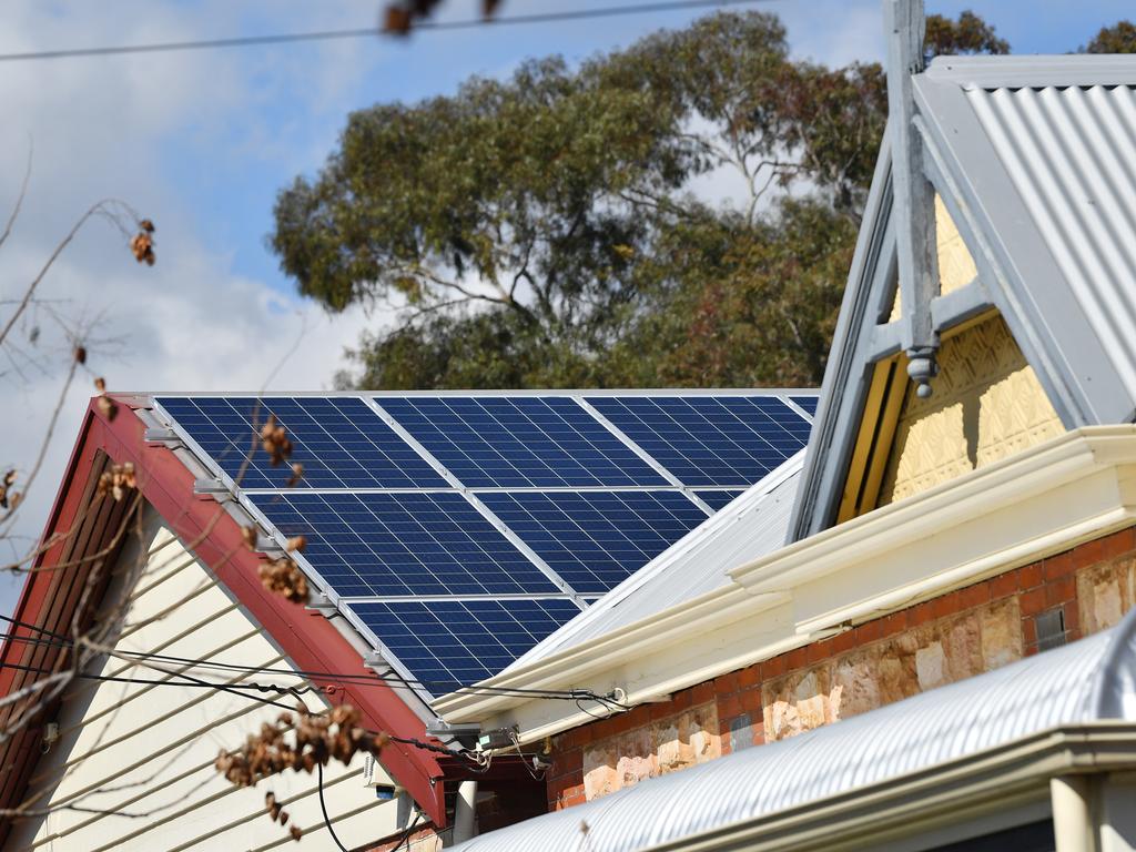 Rooftop solar in Adelaide. AEMO forecasts rooftop solar will be generating 37 gigawatts of power by 2030-31 - more than the coal sector produces currently. Picture: AAP Image/David Mariuz