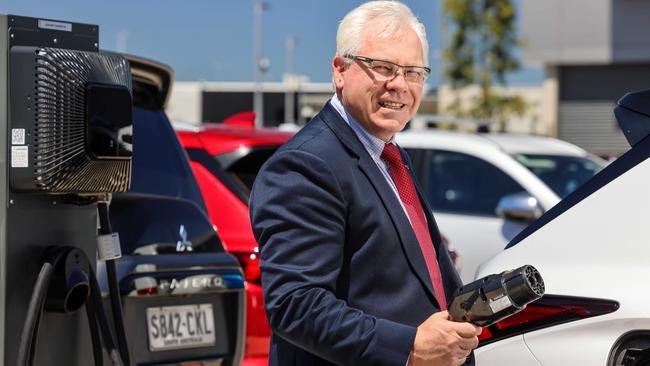 ADV FEATURESCORPORATE -  President and Chief Executive Officer, Mitsubishi Motors Australia Limited Shaun Westcott with and electric vehicle and charging station.IMAGE/Russell Millard